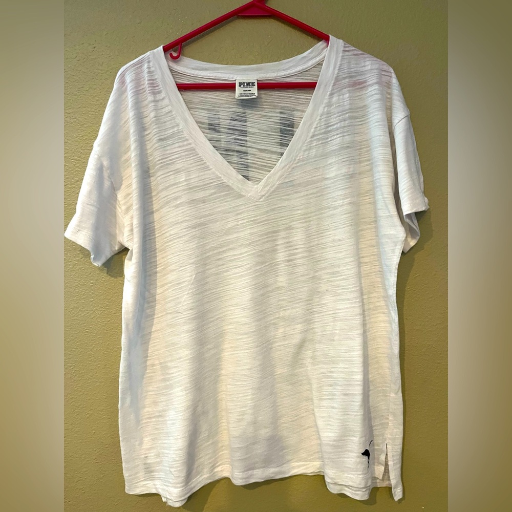 PINK Victoria's Secret White V-Neck Tee